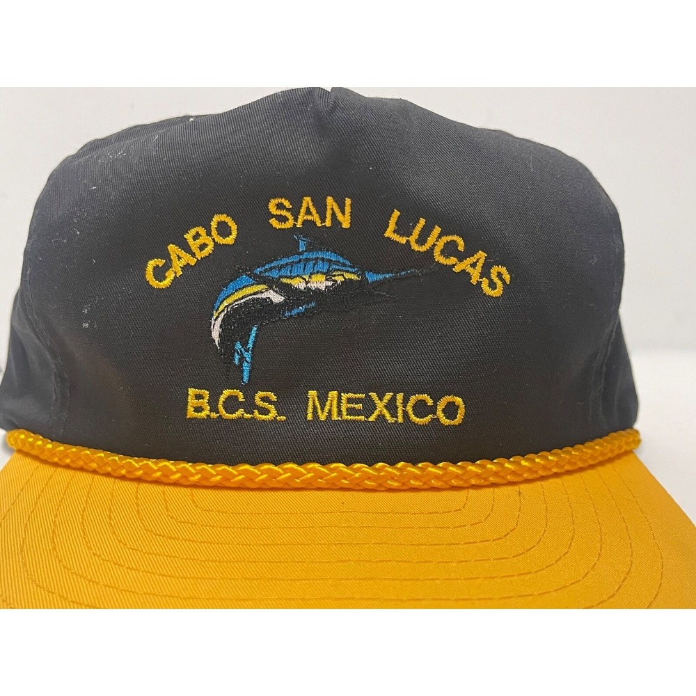 CABO SAN LUCAS BSC MEXICO FISHING CAP BLACK YELLOW SNAP BACK - Picture 2 of 9
